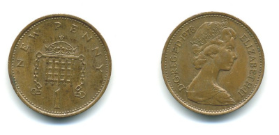 Великобритания 1 пенни 1978 Елизавета II (1952-2022) KM 915, Spink 4237 (B1) бронза 540-219