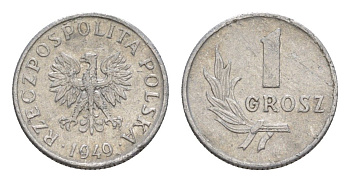 Польша 1 грош 1949 Y 39 алюминий 4644-953