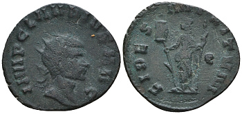 Римская Империя антониниан 269 Клавдий II Готский, IMP C CLAVDIVS AVG, бюст императора / FIDES MILITVM, Фидея, персонификация Верности, Рим RIC 38 биллон 1073-25-27