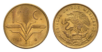 Мексика 1 сентаво 1966 KM 417 бронза UNC 4594-326