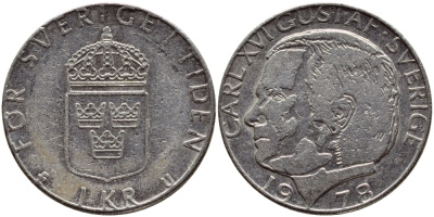 Швеция 1 крона 1978 Карл XVI Густав (1973- ) KM 852 медь плакированная медно-никелем 57-243