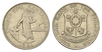 Филиппины 25 сентаво 1966 KM 189 медь никель цинк 4579-1051
