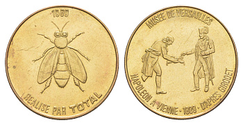 Франция жетон к 200-летию со дня рождения Наполеона-Бонапарта "Музей Версаля - Наполеон в Вене" 1969 компания Total, диаметр 25,8 мм, вес 5 гр железо плакированная латунью UNC 4637-532