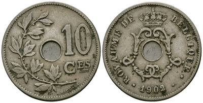 Бельгия 10 сантимов 1902 Belgique KM 48 медно-никель 4172-717