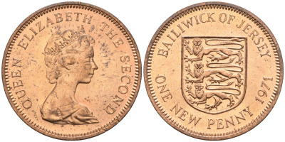 Джерси 1 новый пенни 1971 Елизавета II (1952-2022), герб KM 30 бронза UNC 4582-152