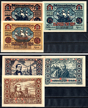 Штеттин (Пруссия, Померания) полный набор из 3 нотгельдов (25, 50 и 75 пфеннигов) 1922 Mehl Grabowski 1270.4 бумага UNC (пресс) 7556-58-1-2