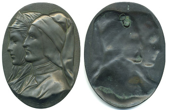 Италия плакетка XX век Данте и Беатриче Портинари бронза 5-4-4-40