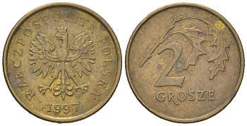 Польша 2 гроша 1997 MW Y 277 марганец латунь aUNC 4618-255