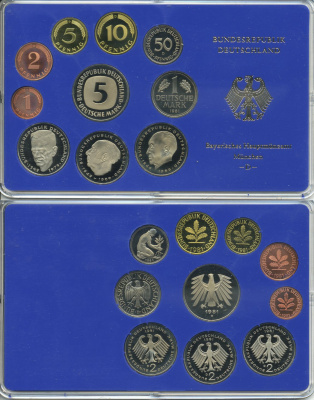 ФРГ НАБОР ИЗ 9 МОНЕТ 1981 D ОФИЦИАЛЬНЫЙ НАБОР В ПЛАСТИКЕ PROOF 00-00