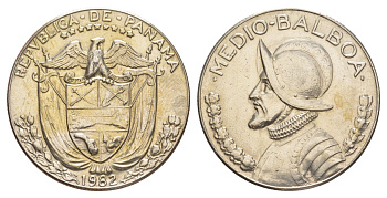 Панама 1/2 бальбоа (50 сентесимо) 1982 KM 12b медь плакированная медно-никелем 4634-1145