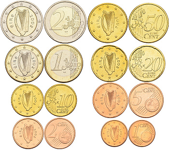 Ирландия евронабор из 8 монет 2002 монеты в капсулах 1-4-3-34