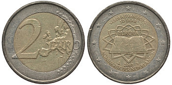 НИДЕРЛАНДЫ 2 ЕВРО 2007 50 ЛЕТ РИМСКОМУ ДОГОВОРУ KM 273 биметалл 4384-654