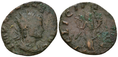 Римская Империя антониниан 269 Клавдий II Готский, IMP C CLAVDIVS P F AVG, бюст императора / FELIC TEMPO, Фелицитата, персонификация Счастья, Медиолан RIC 145 биллон 1073-25-37