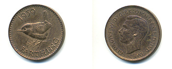 Великобритания 1 фартинг 1939 Георг VI (1936-1952) KM 843, Spink 4116 бронза 83-433