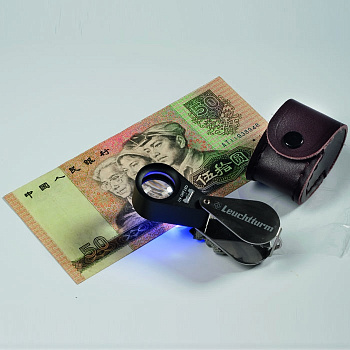 Лупа прецизионная 10-кратная, со светодиодом и ультрафиолетовой лампой. Leuchtturm. 338881