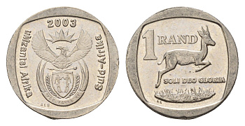 ЮАР 1 ранд 2003 KM 332 медь плакированная никелем UNC 4682-754