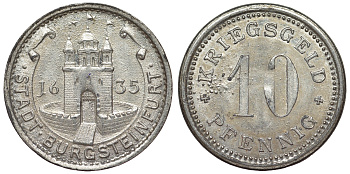 Германия, Бургштайнфурт (Штайнфурт) 10 пфеннигов ND Funck 71.5 цинк 4119-1054