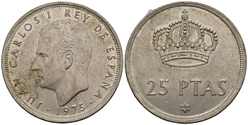 Испания 25 песет 1975 (80) Хуан Карлос I (1975-2014) KM 808 медно-никель 181-1027
