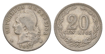 Аргентина 20 сентаво 1937 KM 36 медно-никель 4116-334