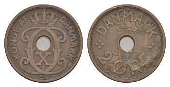 Дания 2 эре 1927 HCN, Кристиан X (1912-1947) KM 827 бронза 4658-211