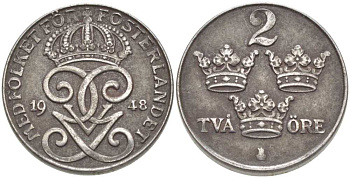 Швеция 2 эре 1948 Густав V (1907-1950) KM 811 железо 119-1034