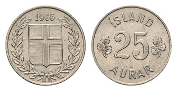 Исландия 25 эйре 1965 KM 11 медно-никель 4690-636