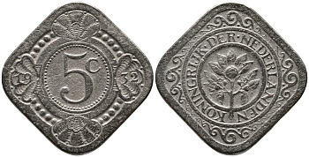 НИДЕРЛАНДЫ 5 ЦЕНТОВ 1932 KM 153 медно-никель 4387-719