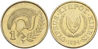 Кипр 1 цент 1994 KM 53.3 никель латунь 4174-1159