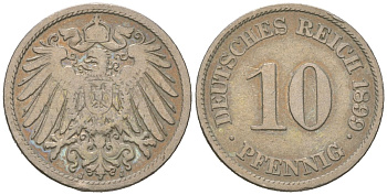 Германия 10 пфеннигов 1899 J KM 12, J. 13 медно-никель 4115-1028