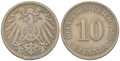 Германия 10 пфеннигов 1899 J KM 12, J. 13 медно-никель 4115-1028