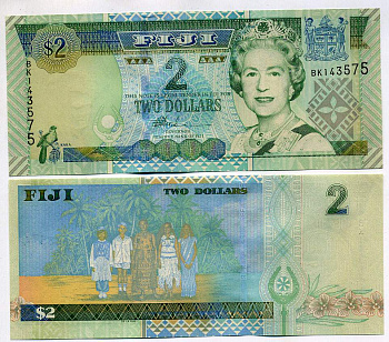 Фиджи 2 доллара ND (2002) жители Фиджи Pick 104 a бумага UNC (пресс) 449-17-1