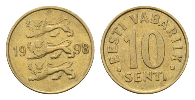 Эстония 10 сентов 1998 KM 22 латунь 4689-651