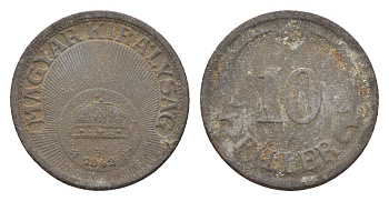 Венгрия 10 филлеров 1942 BP KM 507a железо 4665-746