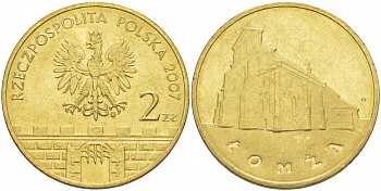 Польша 2 злотых 2007 MW, серия польские города, Ломжа (Lomza) KM 616 латунь UNC 69-1114