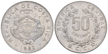 Коста-Рика 50 сентимо 1982 KM 09.1 никель сталь 4516-168