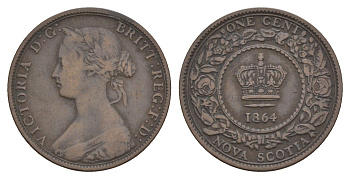 Канада, Новая Шотландия 1 цент 1864 Виктория (1837-1901) KM 8 бронза 4654-1211