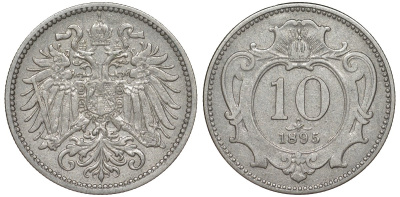 Австрия 10 геллеров 1895 KM 2802 никель 4174-149