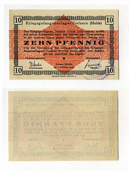 Германия 10 пфеннигов 1916 Голцерн (Мюльде), лагерь военнопленных C-3013 бумага UNC (пресс) 504-78-3-1