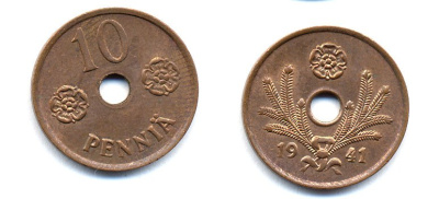 ФИНЛЯНДИЯ 10 ПЕННИ 1941 KM 33.1 медь 51-4931