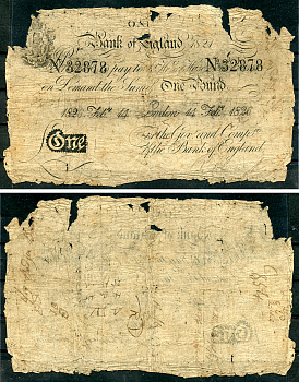 Англия 1 фунт 1826 (1821) 14 февраля 1826 PW № REB34, Pick 190  бумага   451-1179-1