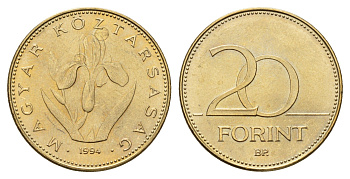 Венгрия 20 форинтов 1994 KM 696 никель латунь UNC 4119-141