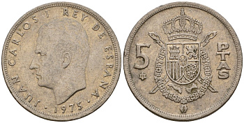 Испания 5 песет 1975 (78) Хуан Карлос I (1975-2014) KM 807 медно-никель 190-1041