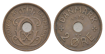 Дания 2 эре 1931 N, Кристиан X (1912-1947) KM 827 бронза 4658-235
