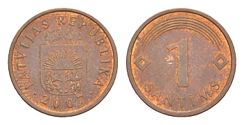 Латвия 1 сантим 2007 KM 15 сталь плакированая медью 3955-733