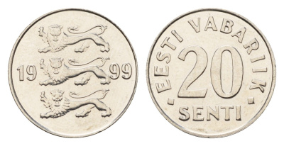 Эстония 20 сентов 1999 KM 23a сталь плакированная никелем UNC 4689-719