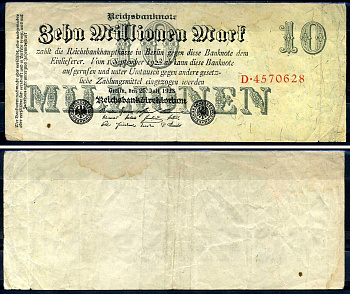 Германия 10000000 марок 1923 25 июля 1923 Pick 96 бумага 7553-24-3-2
