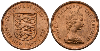 Джерси 1 новый пенни 1971 Елизавета II (1952-2022), герб KM 30 бронза UNC 4602-245