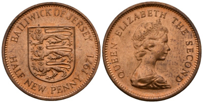 Джерси 1 новый пенни 1971 Елизавета II (1952-2022), герб KM 30 бронза UNC 4602-245