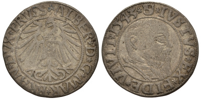 Бранденбург-Пруссия 1 грош 1543 Альберт V Neumann 46 серебро 00-000-00