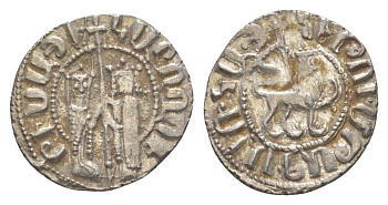 Киликийская Армения трам 1226-1271 Хетум I и царица Забель, держат крест/лев с патриаршим крестом  серебро    1516-734